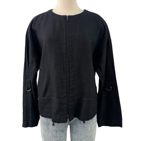 Eileen Fisher Jackets & Blazers - Eileen Fisher Organic Linen Zip Front Blazer Jacket XS Oversized